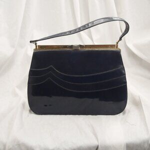 Vintage navy blue, Naturalizer hand bag, gold metal eagle clasp